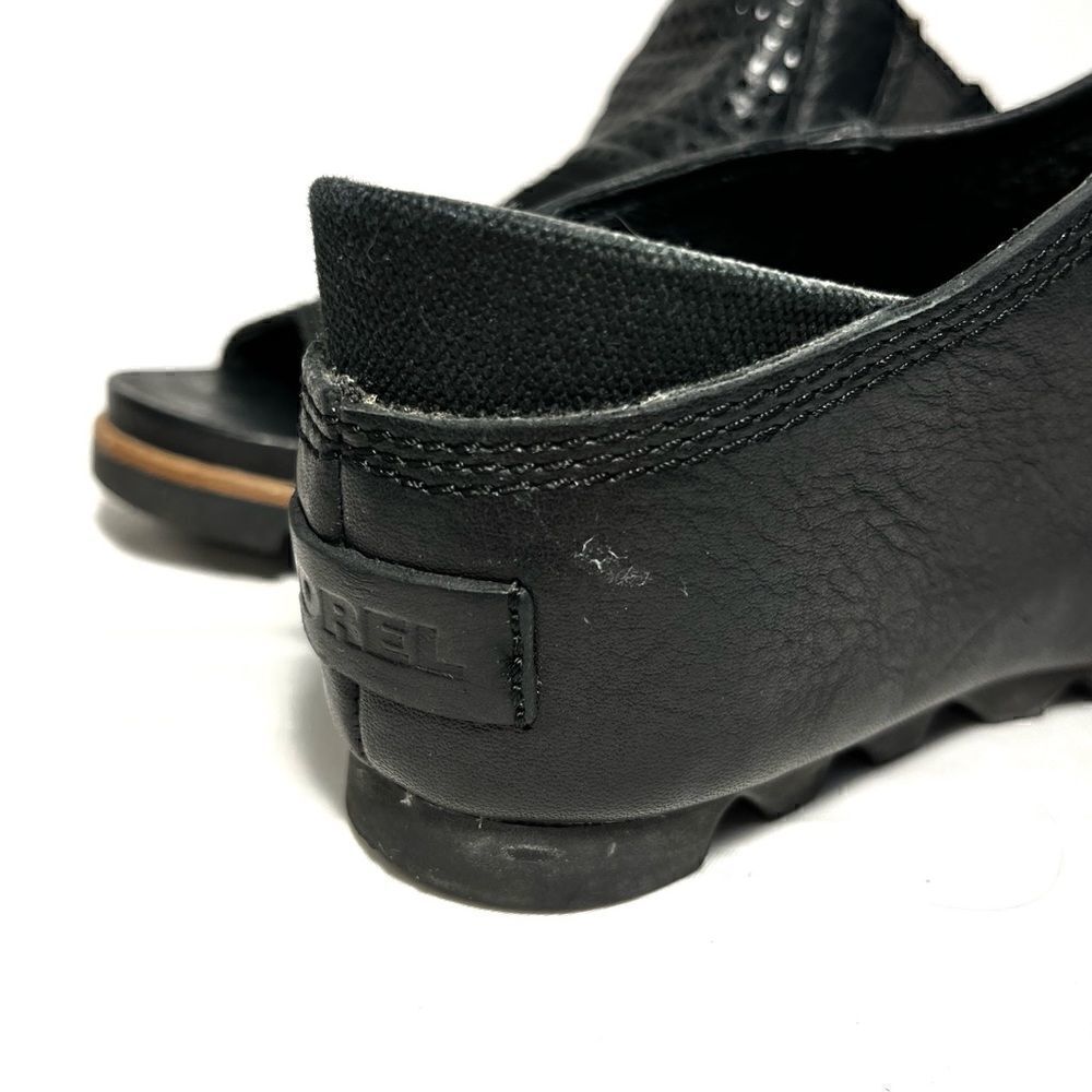 Sorel Joanie Black Suede and Laser Cut Leather Slide Mules - Picture 7 of 13